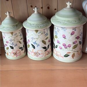 Tracy Porter Floral Canister Set with Green Lids